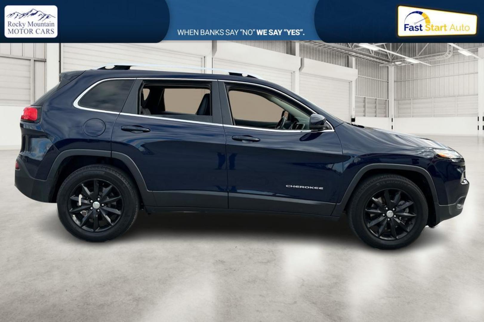 2016 Blue Jeep Cherokee Limited 4WD (1C4PJMDB7GW) with an 2.4L L4 DOHC 16V engine, 9A transmission, located at 767 S State Road, Pleasant Grove, UT, 84062, (801) 785-1058, 40.354839, -111.736687 - Photo#1