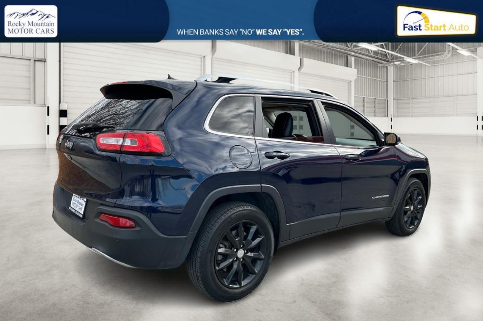 2016 Blue Jeep Cherokee Limited 4WD (1C4PJMDB7GW) with an 2.4L L4 DOHC 16V engine, 9A transmission, located at 767 S State Road, Pleasant Grove, UT, 84062, (801) 785-1058, 40.354839, -111.736687 - Photo#2