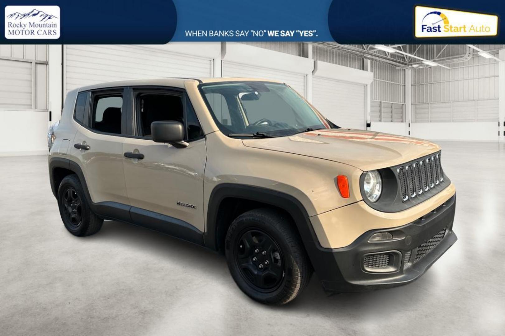 2016 Tan Jeep Renegade Sport FWD (ZACCJAAW3GP) with an 1.4L L4 DOHC 16V TURBO engine, 6M transmission, located at 767 S State Road, Pleasant Grove, UT, 84062, (801) 785-1058, 40.354839, -111.736687 - Photo#0