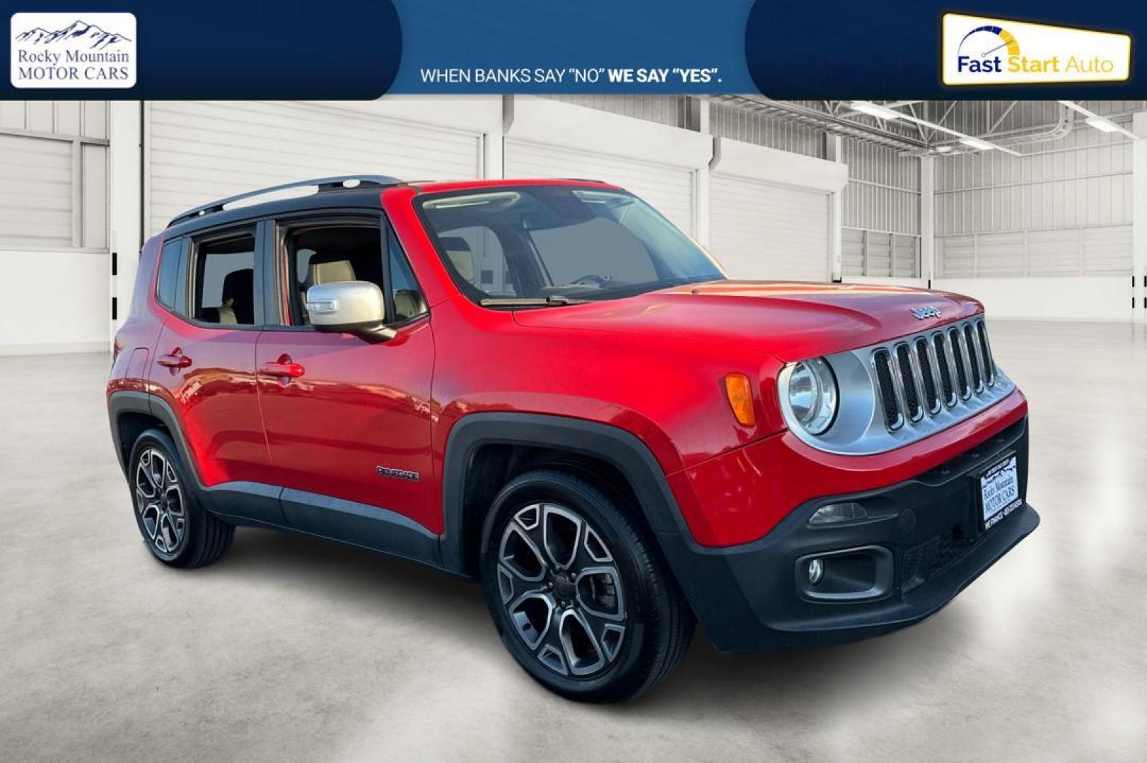 2016 Red Jeep Renegade Limited FWD (ZACCJADT7GP) with an 2.4L L4 DOHC 16V engine, 9A transmission, located at 344 S Washington Blvd, Ogden, UT, 84404, (801) 399-1799, 41.255482, -111.970848 - Photo#0