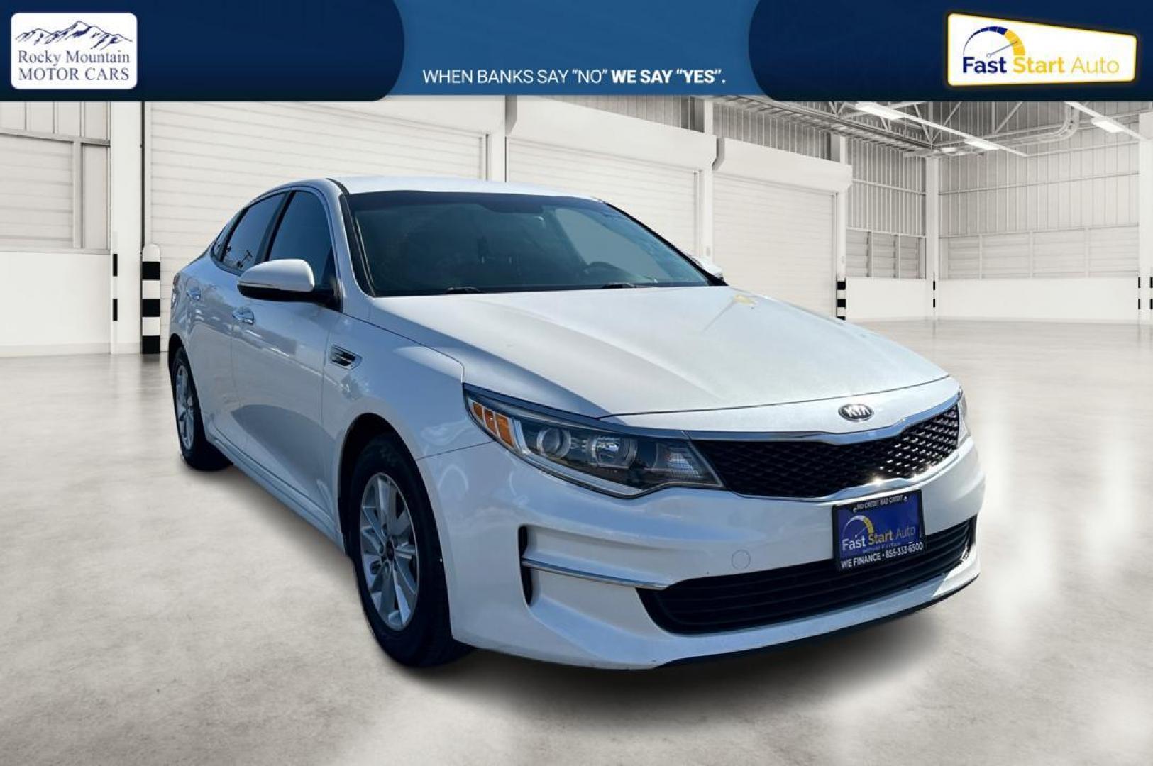 2016 White Kia Optima LX (KNAGT4L34G5) with an 2.4L L4 DOHC 16V engine, 6A transmission, located at 7755 State Street, Midvale, UT, 84047, (801) 753-9063, 40.610329, -111.892159 - Photo#0