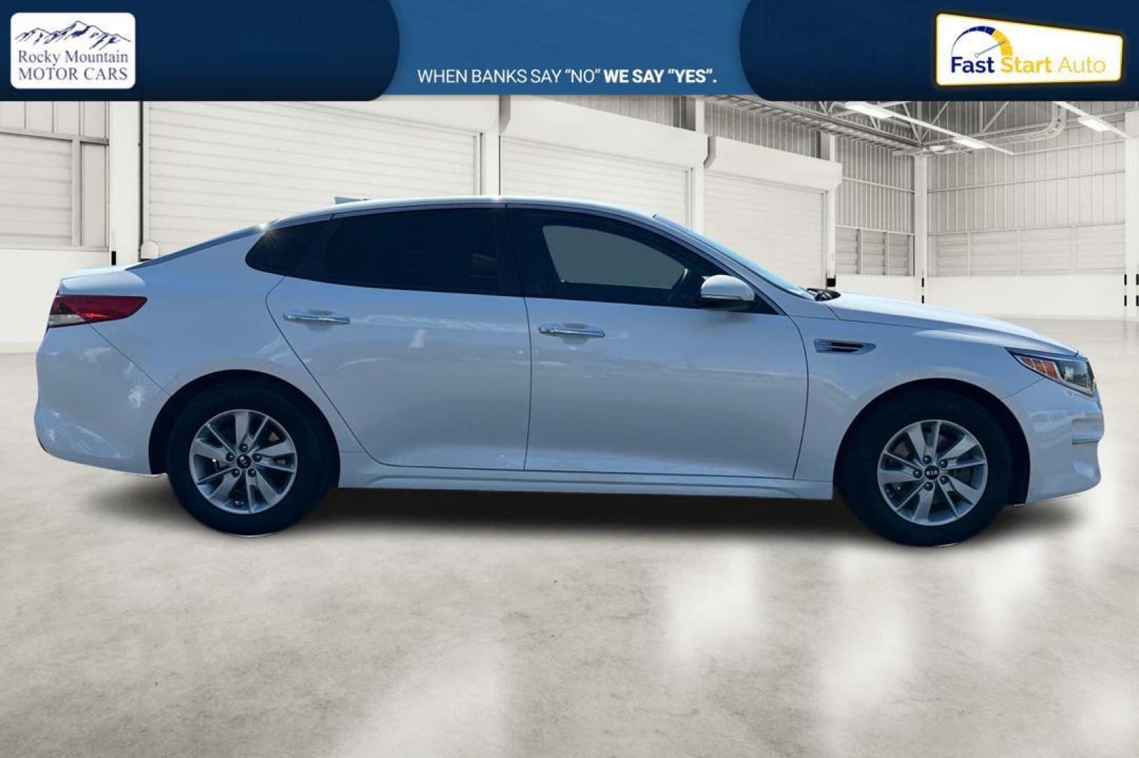 2016 White Kia Optima LX (KNAGT4L34G5) with an 2.4L L4 DOHC 16V engine, 6A transmission, located at 7755 State Street, Midvale, UT, 84047, (801) 753-9063, 40.610329, -111.892159 - Photo#1