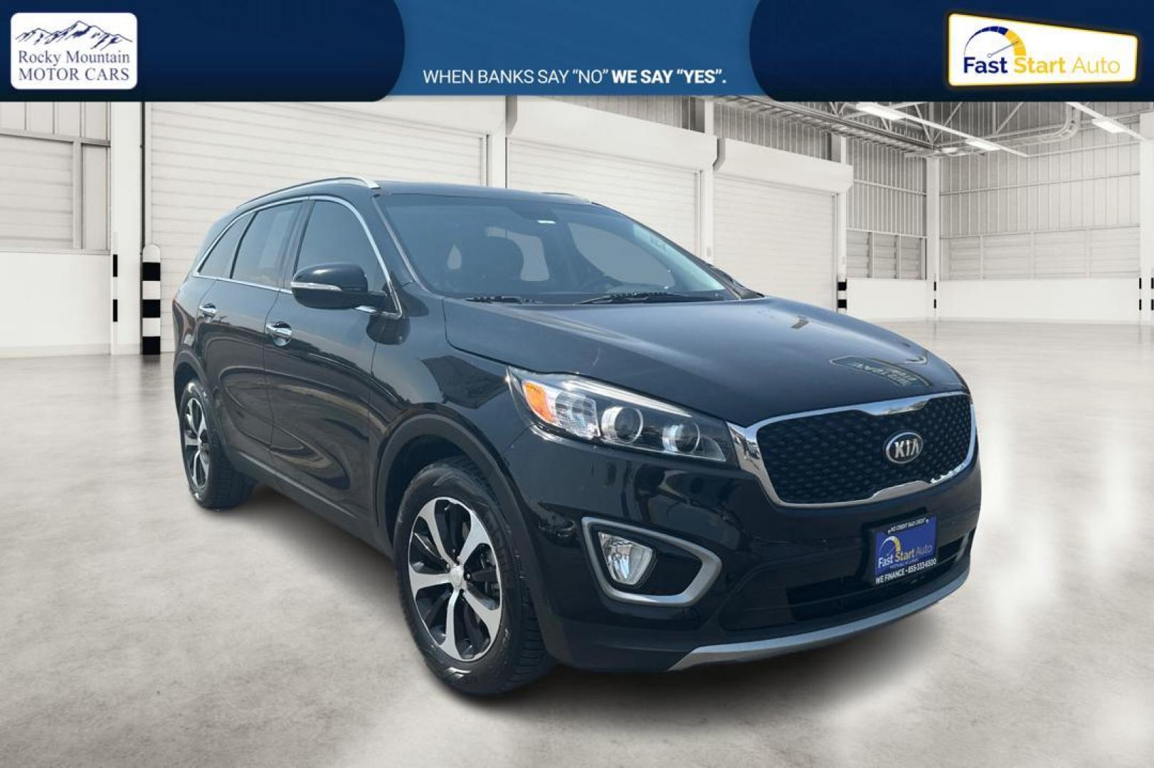 2016 Black Kia Sorento EX 2WD (5XYPH4A19GG) with an 2.4L L4 DOHC 16V engine, 6-Speed Automatic transmission, located at 7755 State Street, Midvale, UT, 84047, (801) 753-9063, 40.610329, -111.892159 - Photo#0