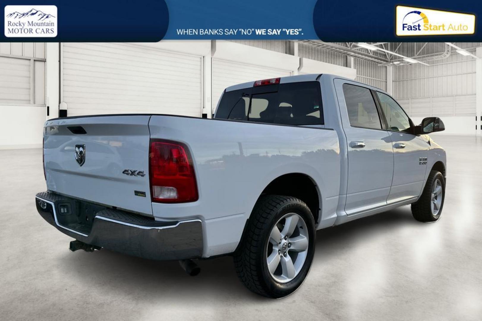 2016 White RAM 1500 SLT Crew Cab SWB 4WD (1C6RR7LG3GS) with an 3.6L V6 DOHC 24V FFV engine, 6A transmission, located at 7755 State Street, Midvale, UT, 84047, (801) 753-9063, 40.610329, -111.892159 - Photo#2