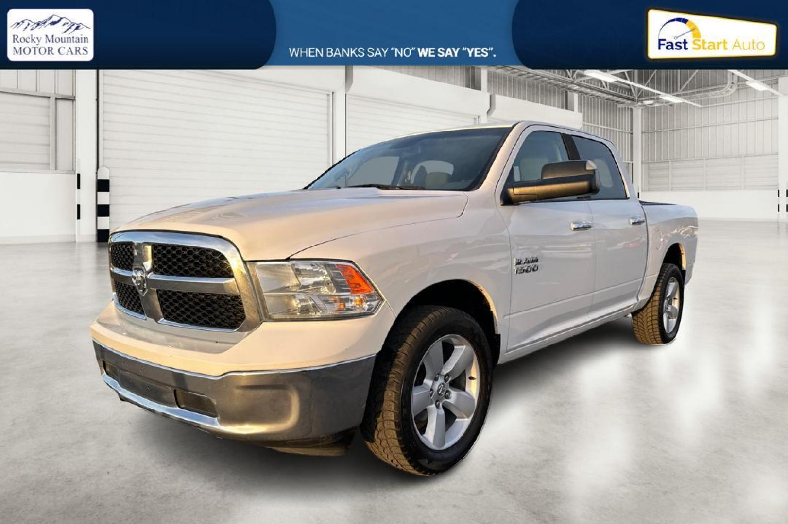 2016 White RAM 1500 SLT Crew Cab SWB 4WD (1C6RR7LG3GS) with an 3.6L V6 DOHC 24V FFV engine, 6A transmission, located at 7755 State Street, Midvale, UT, 84047, (801) 753-9063, 40.610329, -111.892159 - Photo#8