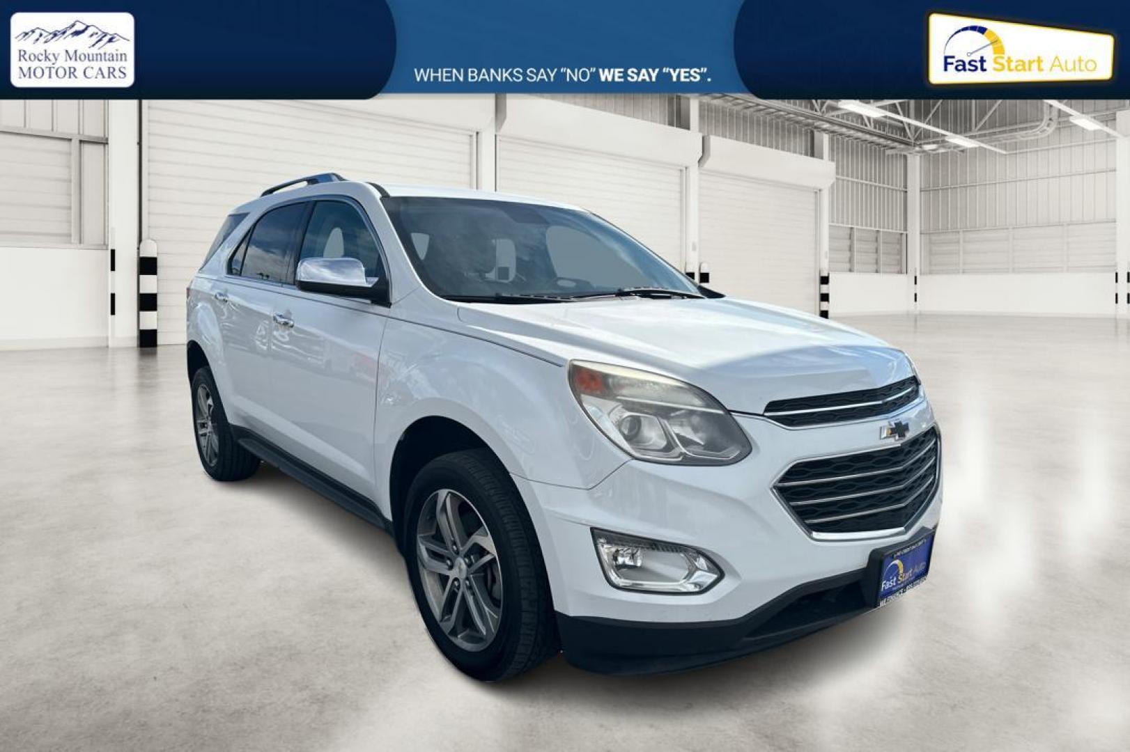 2017 White Chevrolet Equinox Premier AWD (2GNFLGEK3H6) with an 2.4L L4 DOHC 16V FFV engine, 6A transmission, located at 7755 State Street, Midvale, UT, 84047, (801) 753-9063, 40.610329, -111.892159 - Photo#0