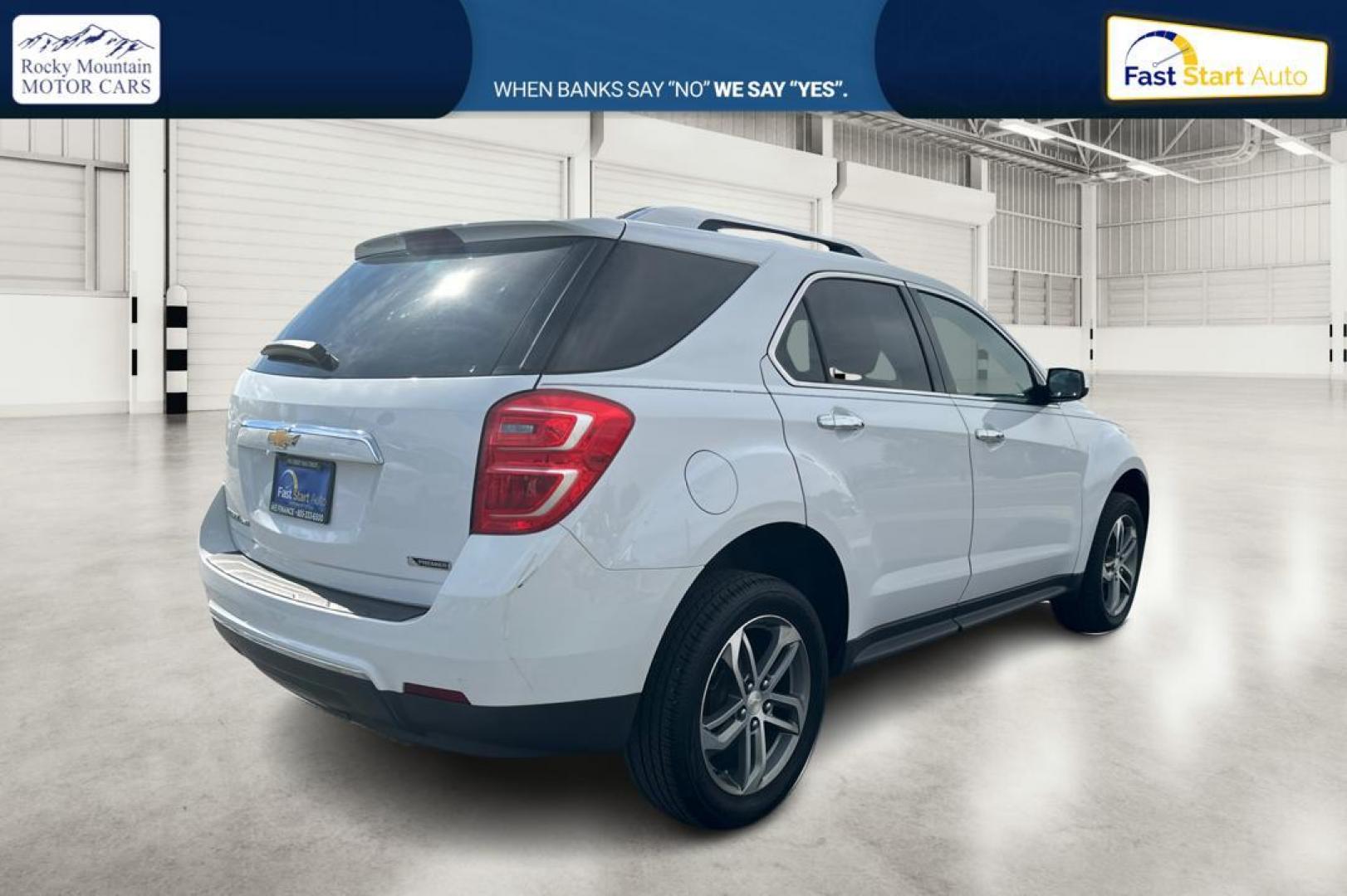 2017 White Chevrolet Equinox Premier AWD (2GNFLGEK3H6) with an 2.4L L4 DOHC 16V FFV engine, 6A transmission, located at 7755 State Street, Midvale, UT, 84047, (801) 753-9063, 40.610329, -111.892159 - Photo#2