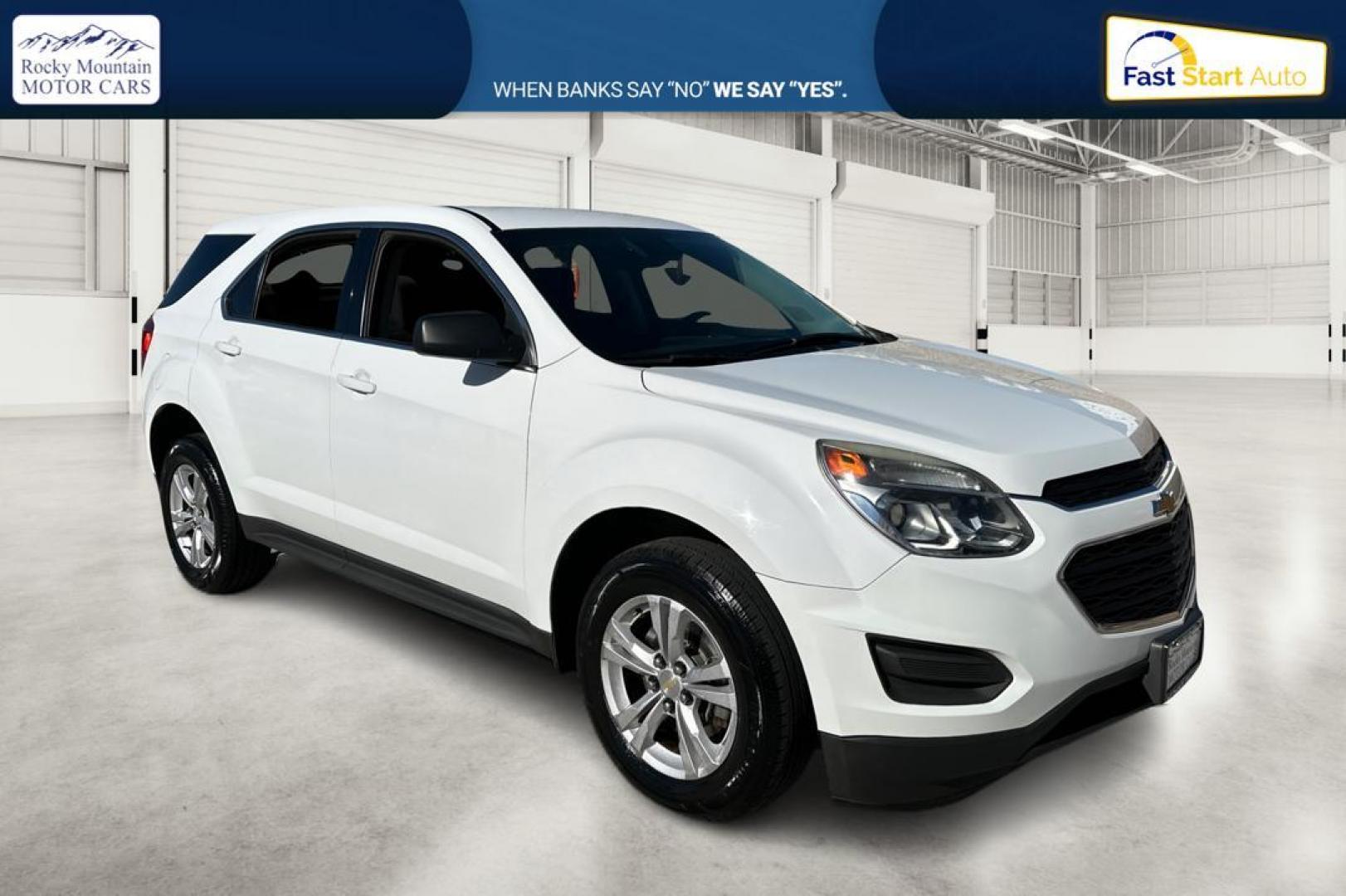 2017 White Chevrolet Equinox LS 2WD (2GNALBEK9H1) with an 2.4L L4 DOHC 16V FFV engine, 6A transmission, located at 7755 State Street, Midvale, UT, 84047, (801) 753-9063, 40.610329, -111.892159 - Photo#0