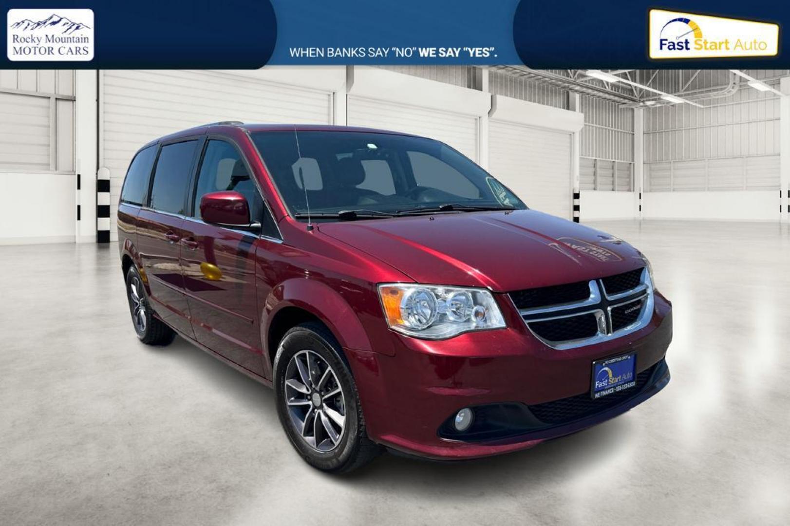 2017 Red Dodge Grand Caravan SXT (2C4RDGCG0HR) with an 3.6L V6 DOHC 24V engine, 6A transmission, located at 7755 State Street, Midvale, UT, 84047, (801) 753-9063, 40.610329, -111.892159 - Photo#0