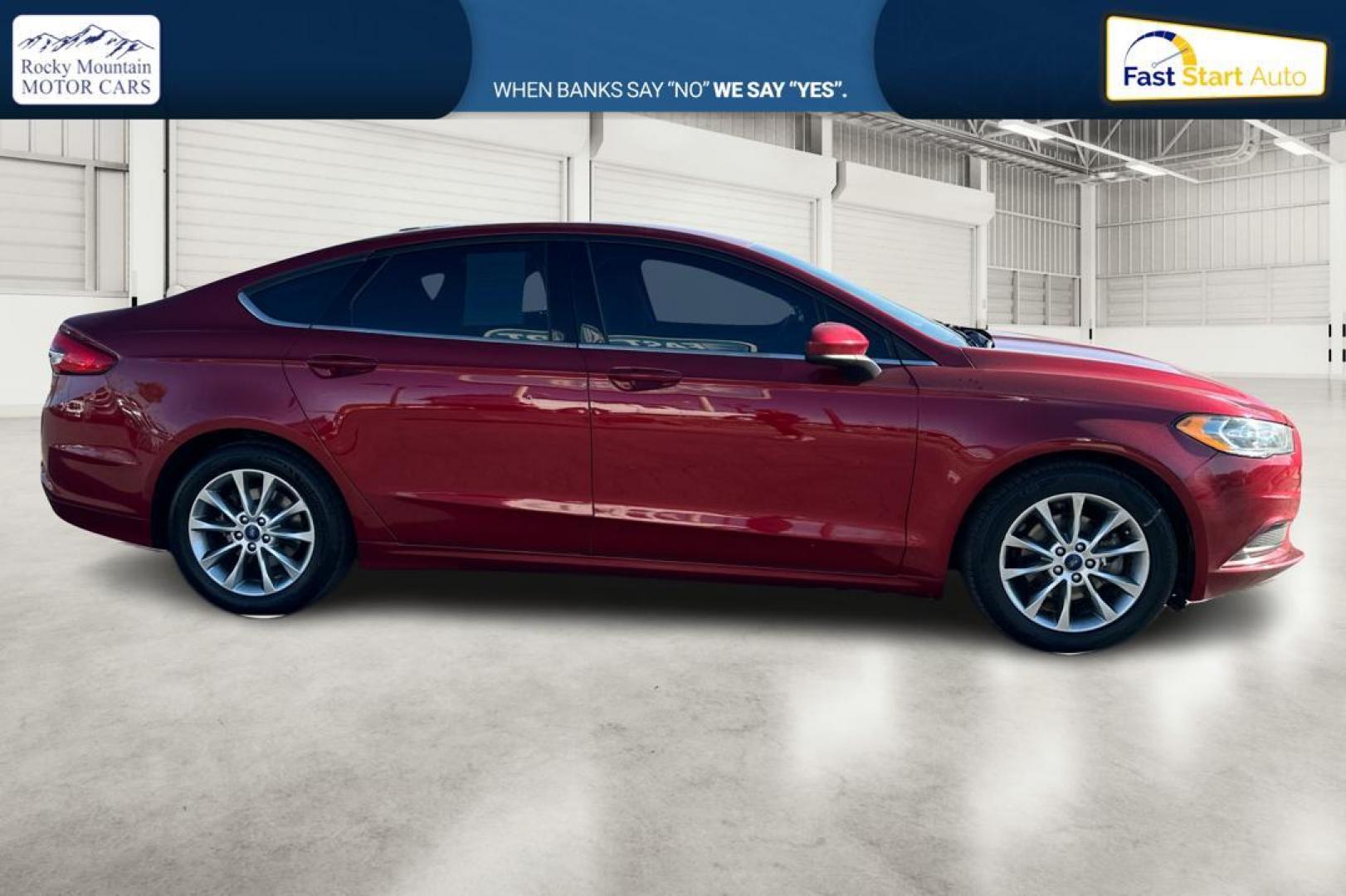 2017 Red Ford Fusion SE (3FA6P0H79HR) with an 2.5L L4 DOHC 16V engine, 6A transmission, located at 7755 State Street, Midvale, UT, 84047, (801) 753-9063, 40.610329, -111.892159 - Photo#1