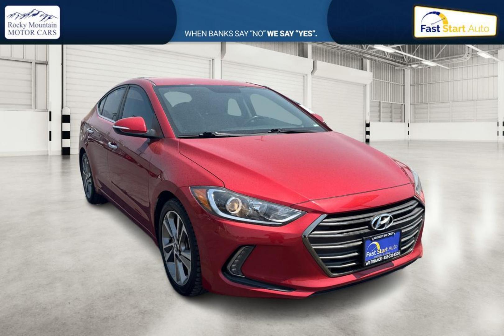 2017 Red Hyundai Elantra Limited (5NPD84LF7HH) with an 1.8L L4 DOHC 16V engine, 6A transmission, located at 7755 State Street, Midvale, UT, 84047, (801) 753-9063, 40.610329, -111.892159 - Photo#0