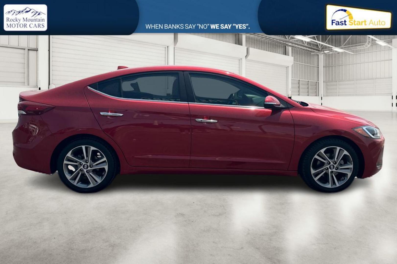 2017 Red Hyundai Elantra Limited (5NPD84LF7HH) with an 1.8L L4 DOHC 16V engine, 6A transmission, located at 7755 State Street, Midvale, UT, 84047, (801) 753-9063, 40.610329, -111.892159 - Photo#1