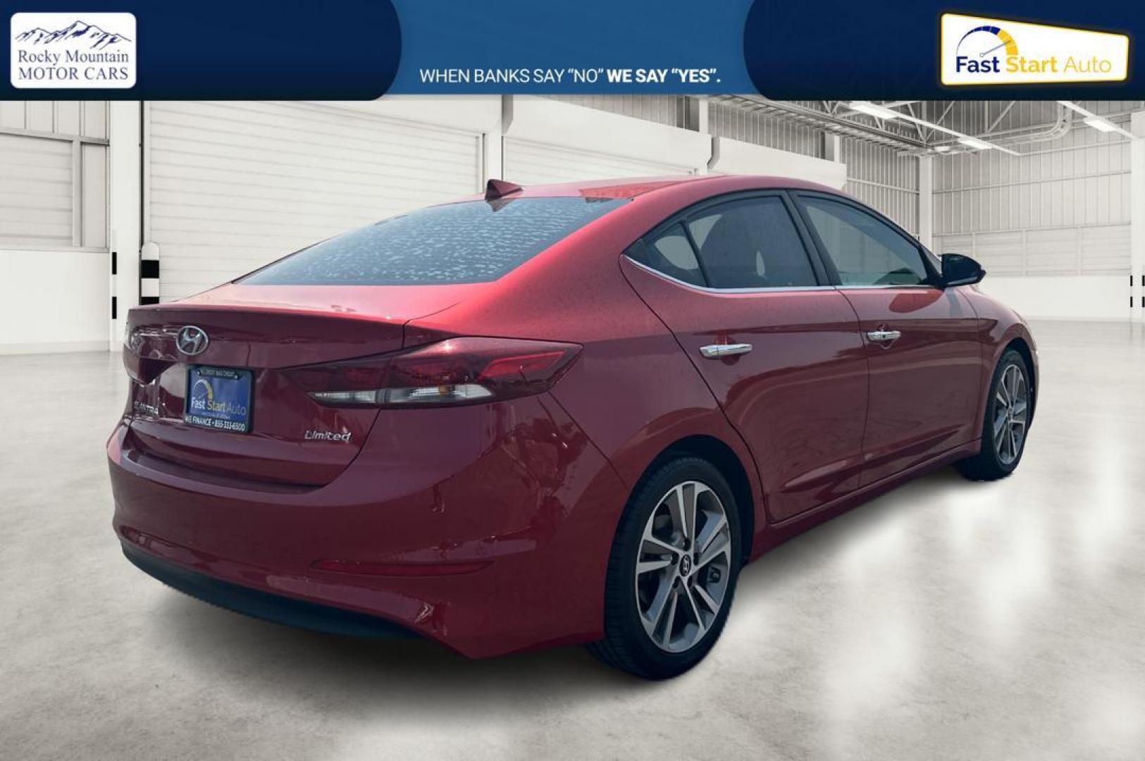 2017 Red Hyundai Elantra Limited (5NPD84LF7HH) with an 1.8L L4 DOHC 16V engine, 6A transmission, located at 7755 State Street, Midvale, UT, 84047, (801) 753-9063, 40.610329, -111.892159 - Photo#2