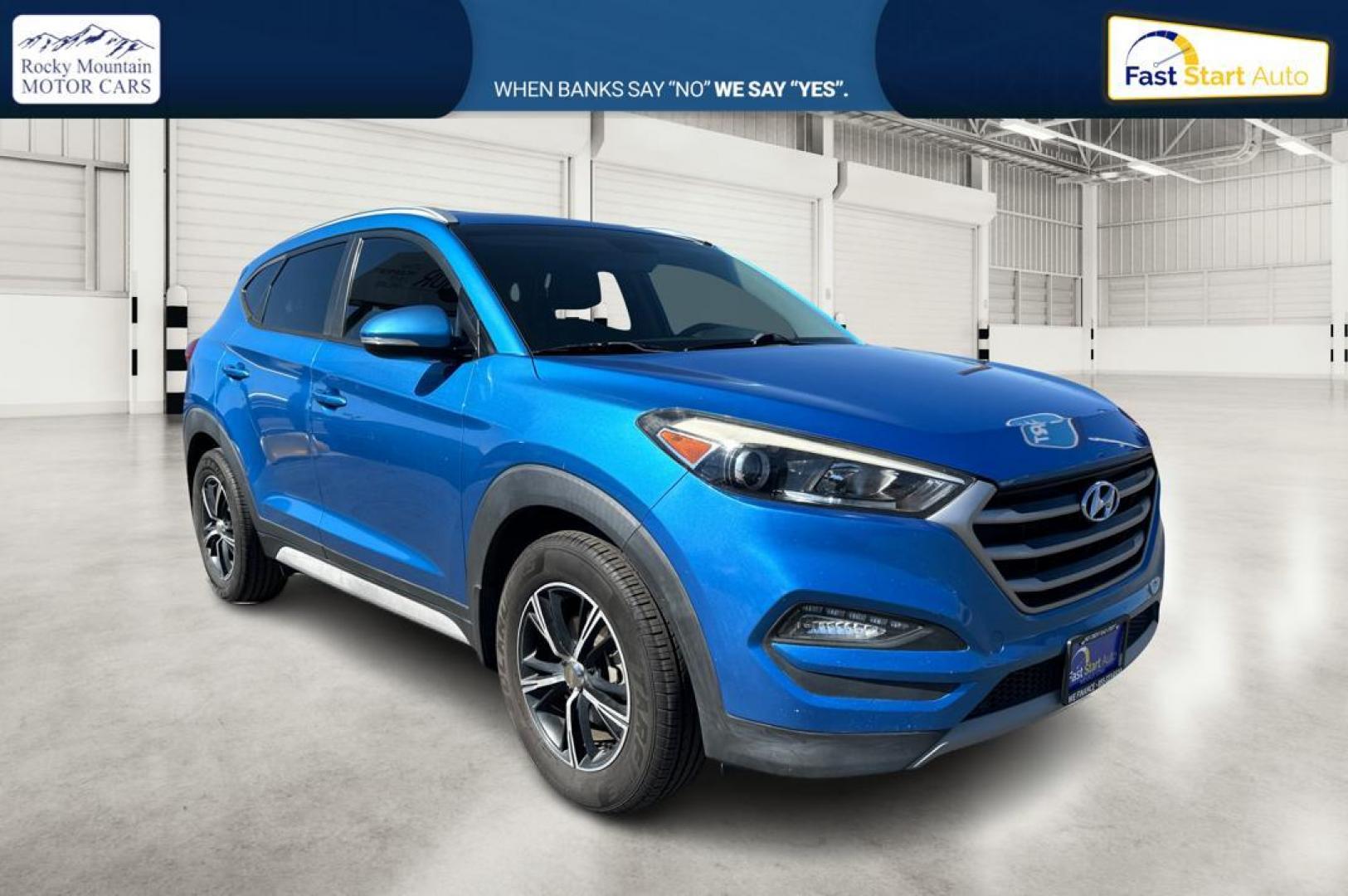 2017 Blue Hyundai Tucson Eco (KM8J33A26HU) with an 1.6L L4 DOHC 16V engine, 7A transmission, located at 7755 State Street, Midvale, UT, 84047, (801) 753-9063, 40.610329, -111.892159 - Photo#0