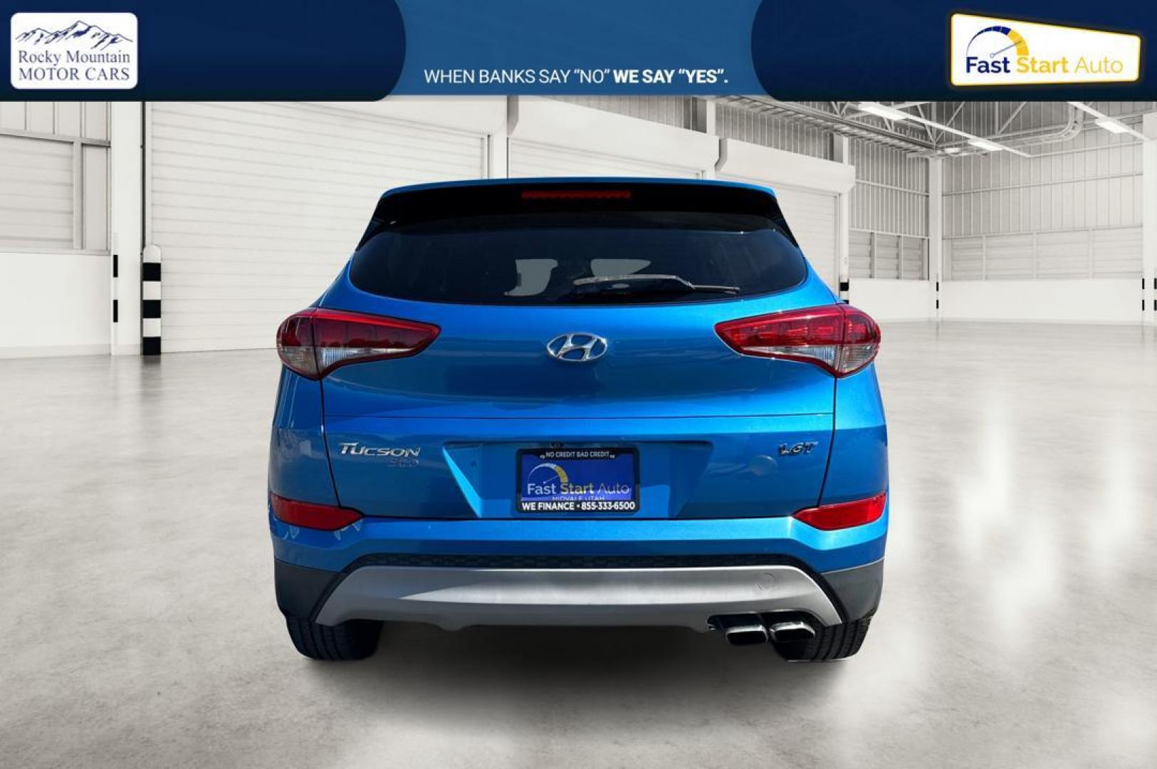 2017 Blue Hyundai Tucson Eco (KM8J33A26HU) with an 1.6L L4 DOHC 16V engine, 7A transmission, located at 7755 State Street, Midvale, UT, 84047, (801) 753-9063, 40.610329, -111.892159 - Photo#4