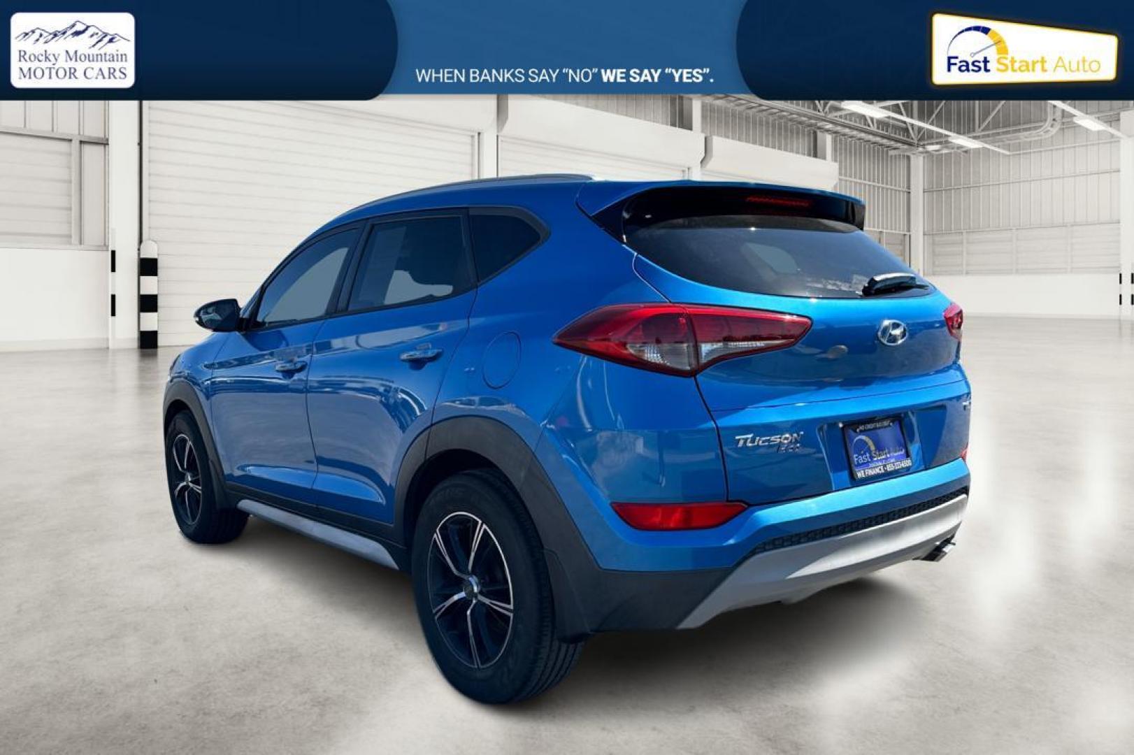 2017 Blue Hyundai Tucson Eco (KM8J33A26HU) with an 1.6L L4 DOHC 16V engine, 7A transmission, located at 7755 State Street, Midvale, UT, 84047, (801) 753-9063, 40.610329, -111.892159 - Photo#5