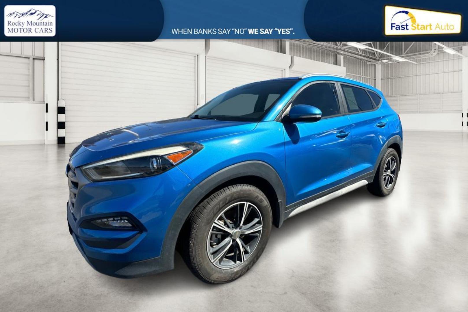 2017 Blue Hyundai Tucson Eco (KM8J33A26HU) with an 1.6L L4 DOHC 16V engine, 7A transmission, located at 767 S State Road, Pleasant Grove, UT, 84062, (801) 785-1058, 40.354839, -111.736687 - Photo#6