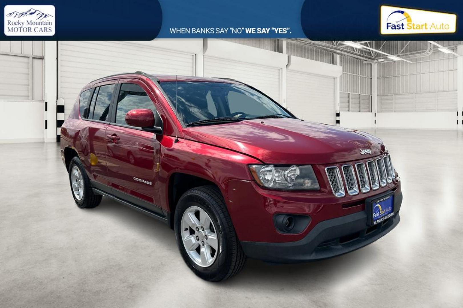 2017 Red Jeep Compass Latitude FWD (1C4NJCEB3HD) with an 2.4L L4 DOHC 16V engine, CVT transmission, located at 7755 State Street, Midvale, UT, 84047, (801) 753-9063, 40.610329, -111.892159 - Photo#0