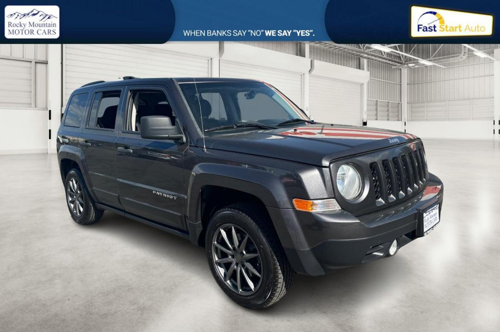 2017 Gray Jeep Patriot Sport 2WD (1C4NJPBB3HD) with an 2.4L L4 DOHC 16V engine, Auto, 6-Spd AutoStick transmission, located at 767 S State Road, Pleasant Grove, UT, 84062, (801) 785-1058, 40.354839, -111.736687 - Photo#0