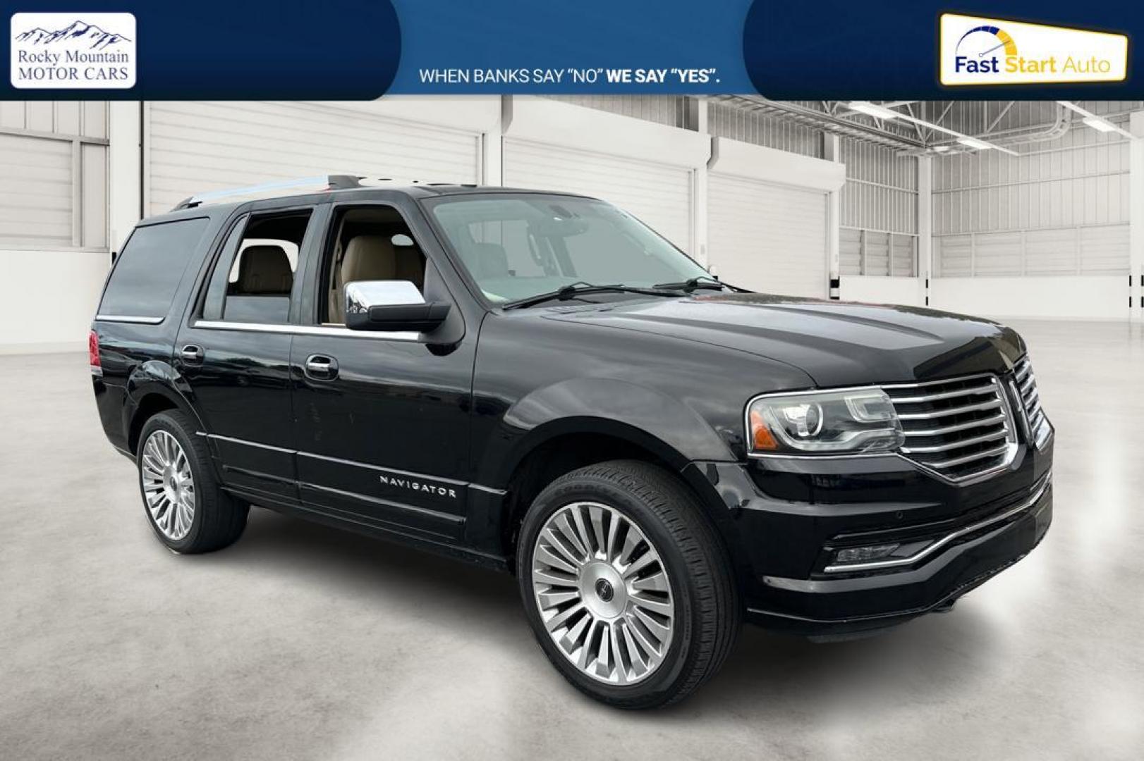 2017 Black Lincoln Navigator Reserve 2WD (5LMJJ2KT8HE) with an 3.5L V6 DOHC 24V FFV engine, 6A transmission, located at 7755 State Street, Midvale, UT, 84047, (801) 753-9063, 40.610329, -111.892159 - Photo#0