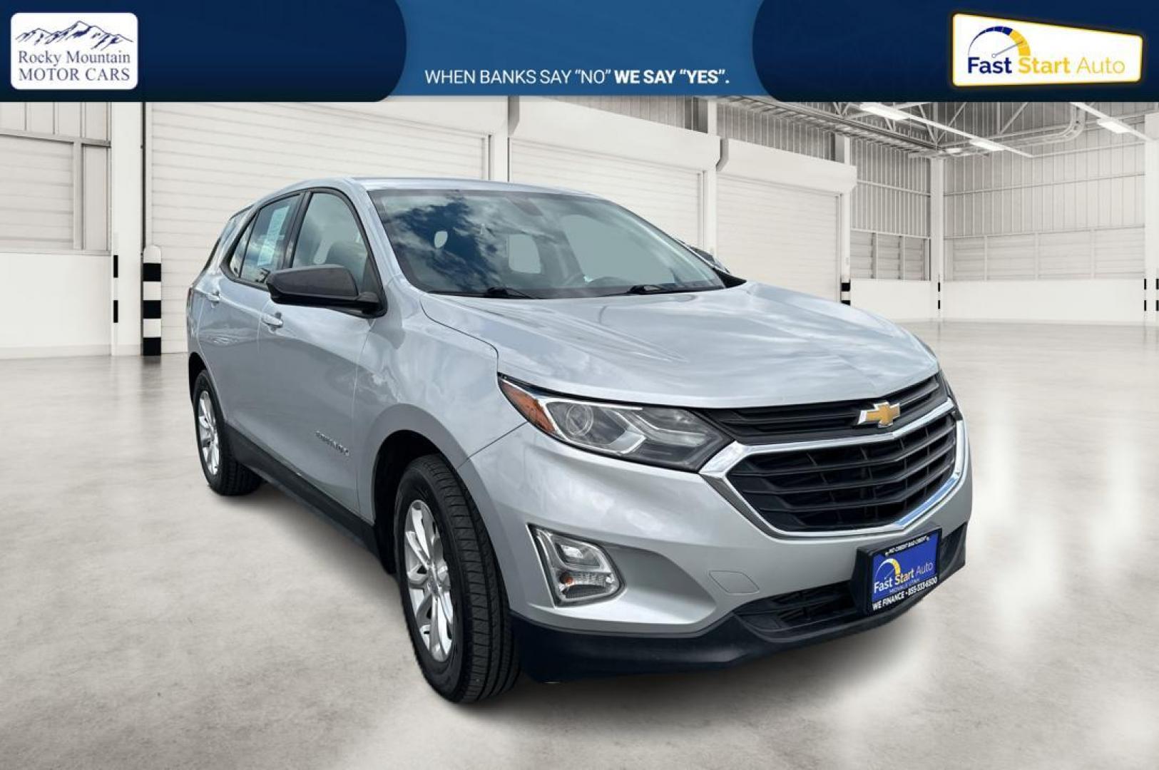 2018 Silver Chevrolet Equinox LS 2WD (2GNAXHEV2J6) with an 1.5L L4 DIR DOHC 16V TURBO engine, 6A transmission, located at 7755 State Street, Midvale, UT, 84047, (801) 753-9063, 40.610329, -111.892159 - Photo#0