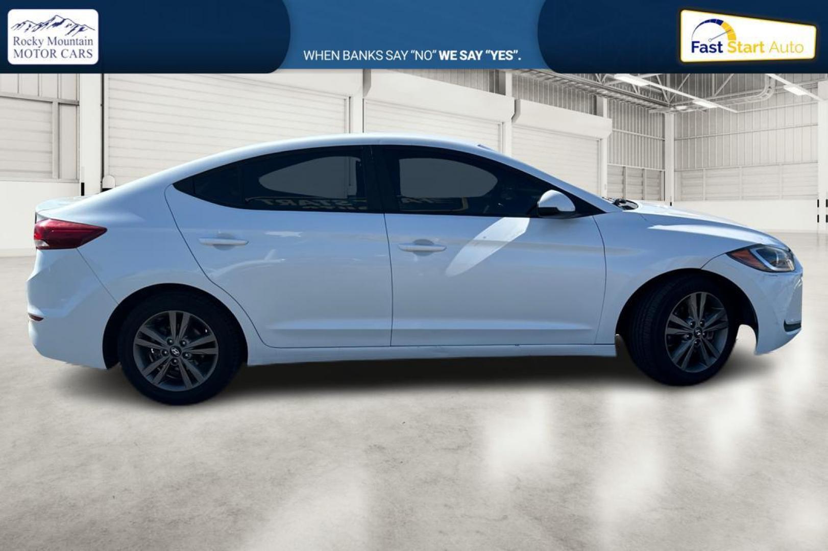 2018 White Hyundai Elantra Limited (5NPD84LF0JH) with an 1.8L L4 DOHC 16V engine, 6A transmission, located at 7755 State Street, Midvale, UT, 84047, (801) 753-9063, 40.610329, -111.892159 - Photo#1