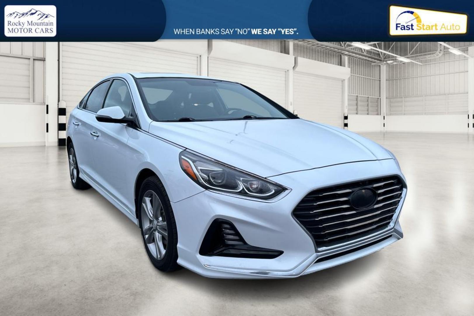 2018 White Hyundai Sonata Sport (5NPE34AF1JH) with an 2.4L L4 DOHC 16V engine, 6A transmission, located at 7755 State Street, Midvale, UT, 84047, (801) 753-9063, 40.610329, -111.892159 - Photo#0