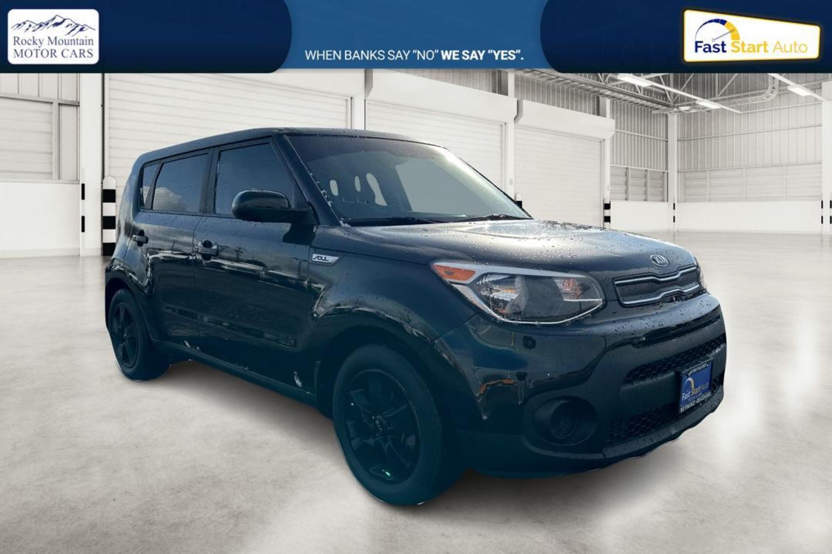 2018 Black Kia Soul Base 6M (KNDJN2A20J7) with an 1.6L L4 DOHC 16V engine, 6M transmission, located at 7755 State Street, Midvale, UT, 84047, (801) 753-9063, 40.610329, -111.892159 - Photo#0