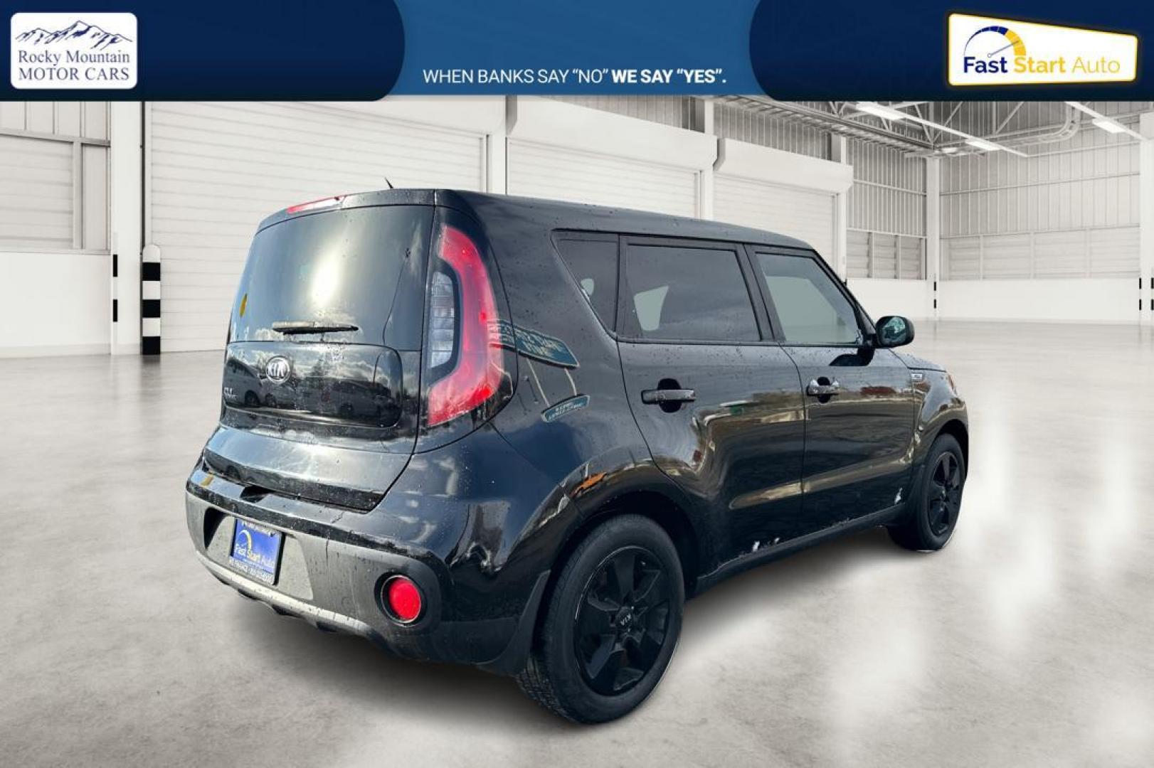 2018 Black Kia Soul Base 6M (KNDJN2A20J7) with an 1.6L L4 DOHC 16V engine, 6M transmission, located at 7755 State Street, Midvale, UT, 84047, (801) 753-9063, 40.610329, -111.892159 - Photo#2