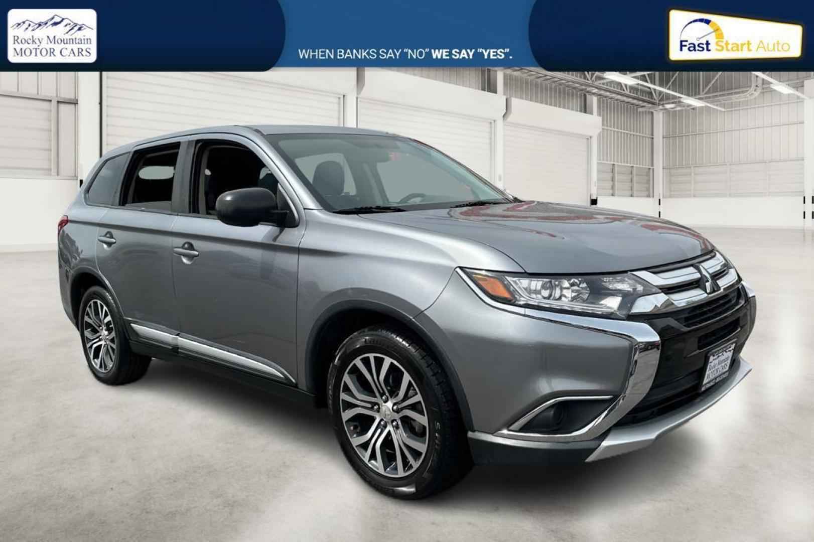 2018 Gray Mitsubishi Outlander ES 2WD (JA4AD2A33JZ) with an 2.4L L4 DOHC 16V engine, CVT transmission, located at 7755 State Street, Midvale, UT, 84047, (801) 753-9063, 40.610329, -111.892159 - Photo#0