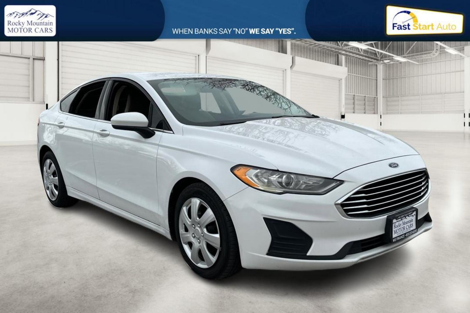 2019 White Ford Fusion S (3FA6P0G70KR) with an 2.5L L4 DOHC 16V engine, 6A transmission, located at 767 S State Road, Pleasant Grove, UT, 84062, (801) 785-1058, 40.354839, -111.736687 - Photo#0