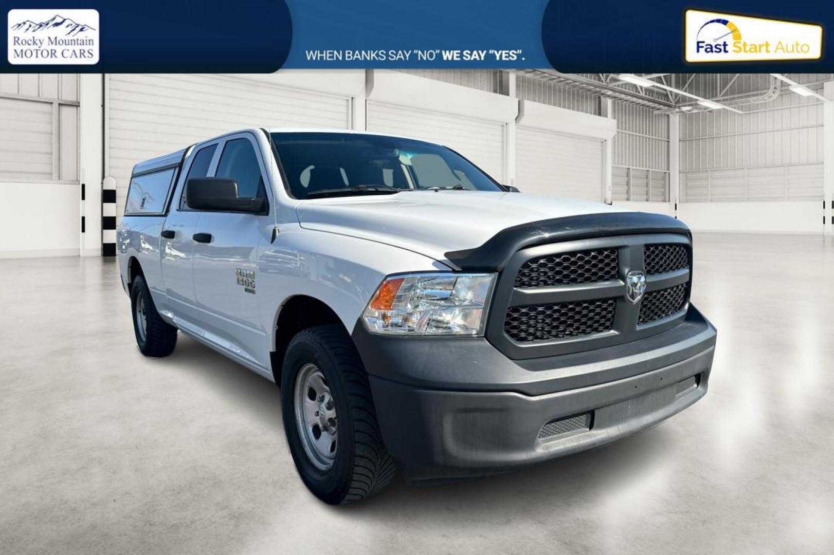 2019 White RAM 1500 Tradesman Quad Cab 4WD (1C6RR7FG3KS) with an 3.6L V6 DOHC 24V FFV engine, 8A transmission, located at 7755 State Street, Midvale, UT, 84047, (801) 753-9063, 40.610329, -111.892159 - Photo#0