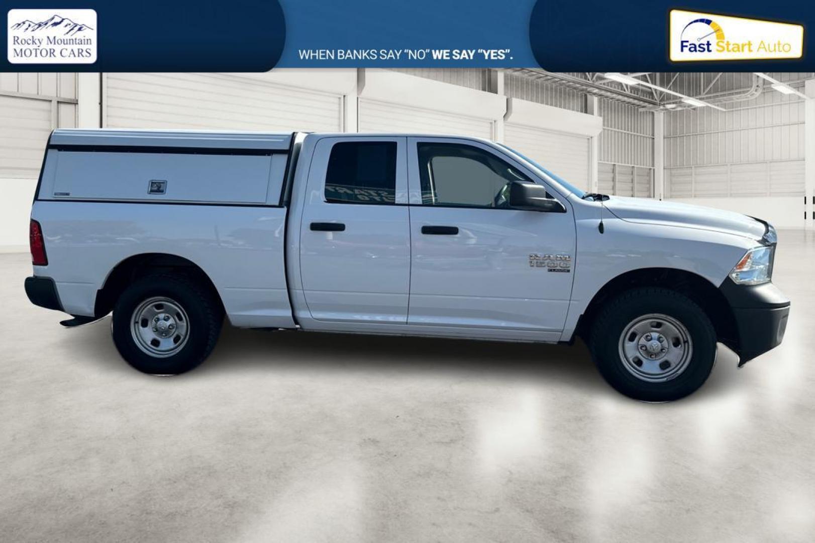 2019 White RAM 1500 Tradesman Quad Cab 4WD (1C6RR7FG3KS) with an 3.6L V6 DOHC 24V FFV engine, 8A transmission, located at 7755 State Street, Midvale, UT, 84047, (801) 753-9063, 40.610329, -111.892159 - Photo#1