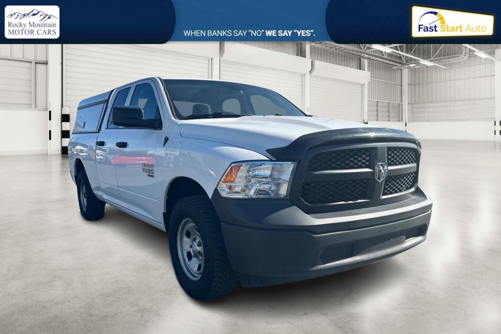 2019 White RAM 1500 Tradesman Quad Cab 4WD (1C6RR7FG3KS) with an 3.6L V6 DOHC 24V FFV engine, 8A transmission, located at 7755 State Street, Midvale, UT, 84047, (801) 753-9063, 40.610329, -111.892159 - Photo#0